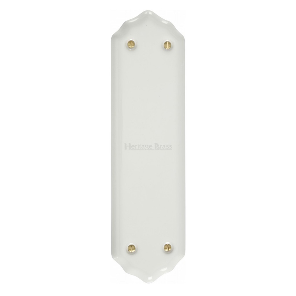 M Marcus Heritage Brass White Porcelain Finger Plate 280mm x 77mm
