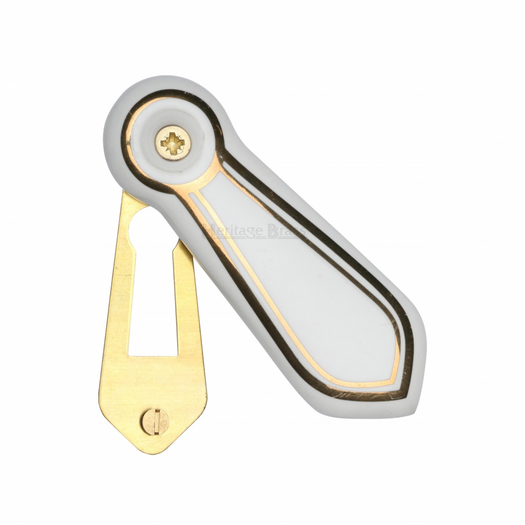 M Marcus Heritage Brass White with Goldline Porcelain Covered Escutcheon