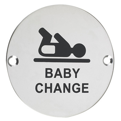 Antimicrobial Satin Stainless Steel Baby change symbol sign