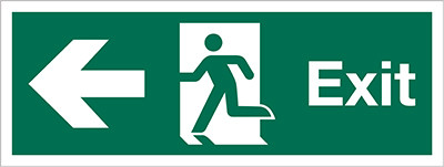 Exit sign, Running Man with Arrow Left