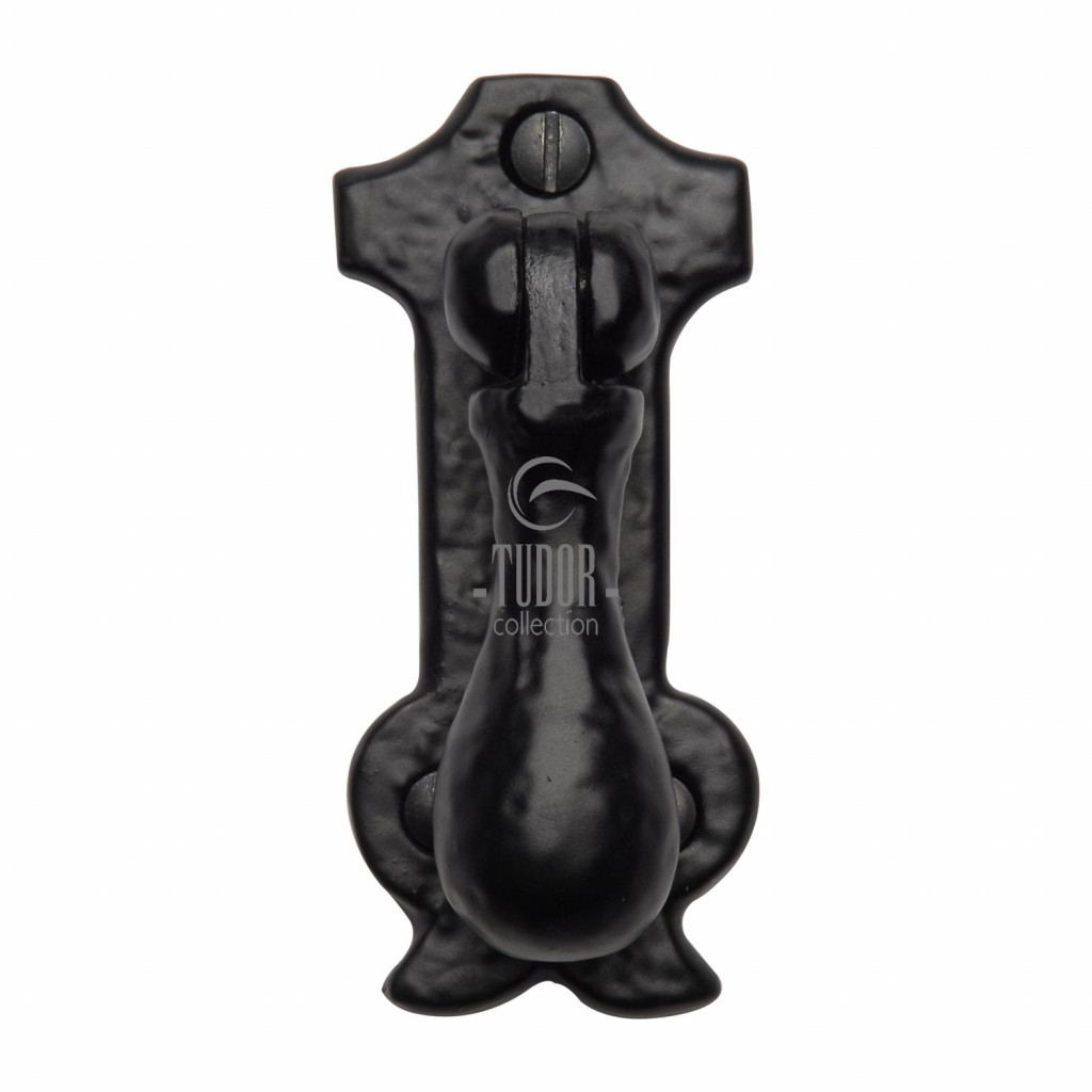 M Marcus Tudor Rustic Black Drop Down Cabinet Pull on Plate 80 x 36mm