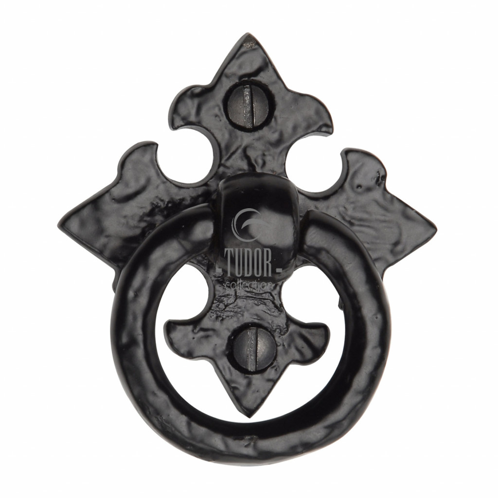 M Marcus Tudor Rustic Black Gothic Design Drop Down Cabinet Ring Pull 65 x 61mm