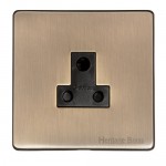 M Marcus Heritage Brass Studio Range 5 Amp 3 Round Pin Unswitched Socket with Black Trim