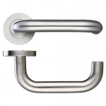 Antimicrobial Eco-Friendly Round Rose Return to Door Lever Handles – Push on Rose (Sprung)