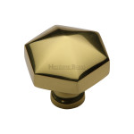M Marcus Heritage Brass Hexagon Design Cupboard Knob 32mm 
