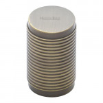 M Marcus Heritage Brass Cabinet Knob Cylindric Ribbed Design 21mm 