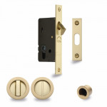 M Marcus Heritage Brass Sliding Lock with Round Privacy Turns