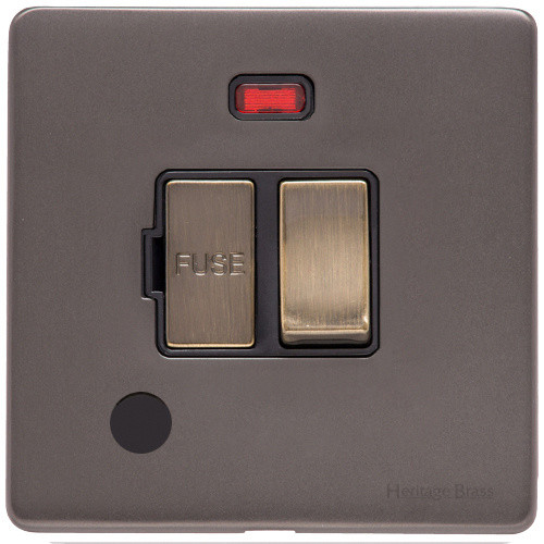 M Marcus Heritage Brass Verona Range Switched Fused Spur Unit with Neon Indicator and Flex Outlet
