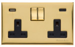 M Marcus Heritage Brass Winchester Range Double USB-A & USB-C Socket with Black Trim