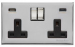 M Marcus Heritage Brass Winchester Range Double USB-A & USB-C Socket with Black Trim