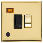 M Marcus Heritage Brass Winchester Range Switched Fused Spur Unit with Neon Indicator and Flex Outlet and Black Trim 