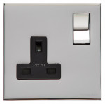 M Marcus Heritage Brass Winchester Range Single Switched Socket with Black Trim