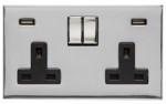 M Marcus Heritage Brass Winchester Range Double USB-A Socket with Black Trim