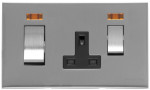 M Marcus Heritage Brass Winchester Range 45A Cooker Unit Switch/13A Socket with Black Trim