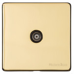 M Marcus Heritage Brass Studio Range 1 Gang Non-Isolated TV/Coaxial Socket with Black Trim