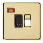 M Marcus Heritage Brass Studio Range Switched Fused Spur Unit with Neon Indicator and Black Trim