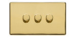 M Marcus Heritage Brass Studio Range 3 Gang Trailing Edge LED Dimmer Switch