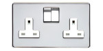 M Marcus Heritage Brass Studio Range Double Switched Socket with White Trim