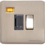 M Marcus Heritage Brass Studio Range Switched Fused Spur Unit with Neon Indicator and Black Trim