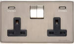M Marcus Heritage Brass Studio Range Double USB-A Socket with Black Trim