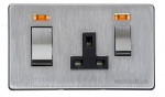 M Marcus Heritage Brass Studio Range 45A Cooker Unit Switch/13A Socket with Black Trim