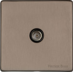M Marcus Heritage Brass Studio Range 1 Gang Non-Isolated TV/Coaxial Socket with Black Trim