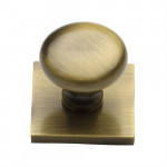 M Marcus Heritage Brass Victorian Round Design Brass Cabinet Knob with Square Backplate 32mm