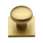 M Marcus Heritage Brass Victorian Round Design Brass Cabinet Knob with Square Backplate 32mm