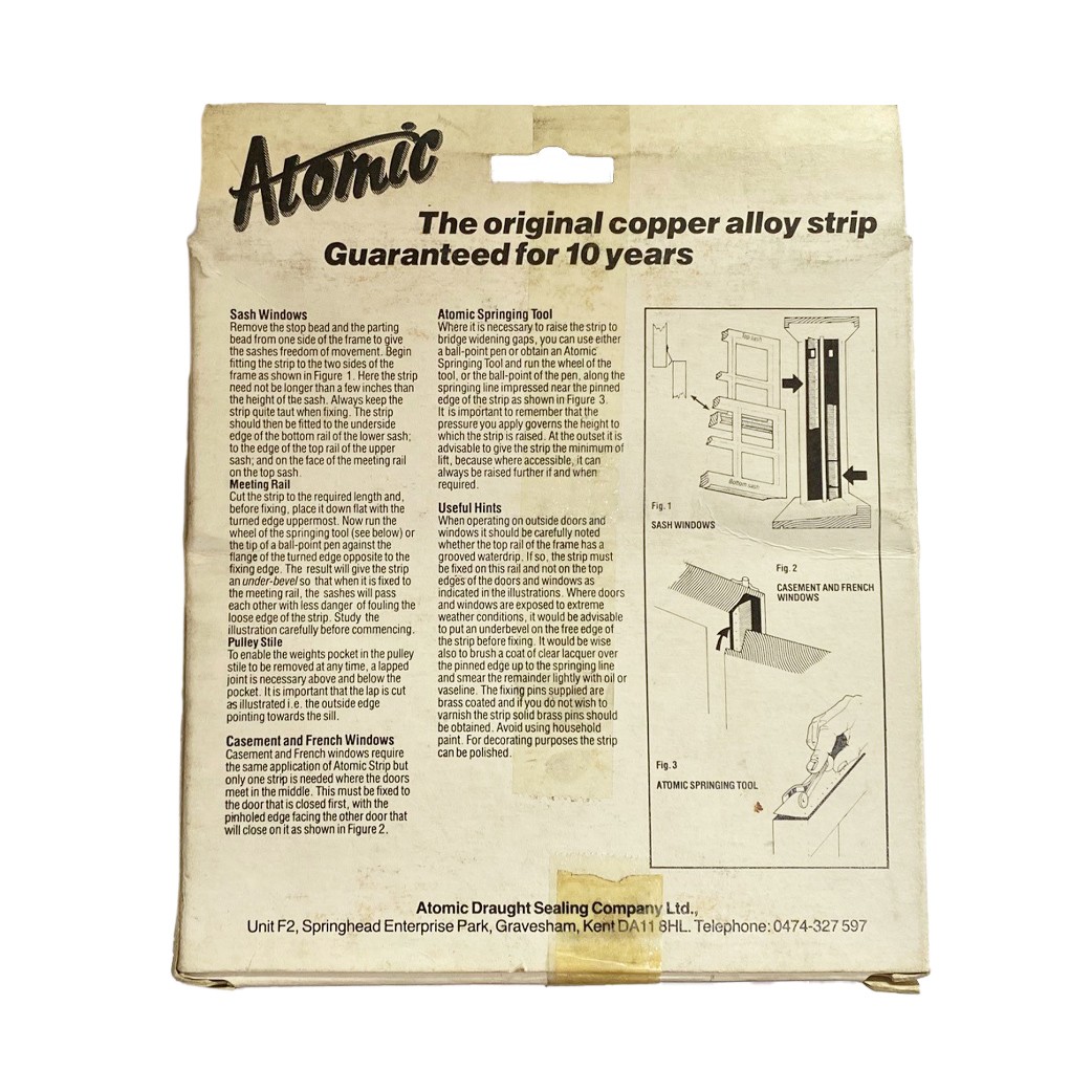 The Original "Atomic" Copper Alloy Draught Excluder Strip for Timber