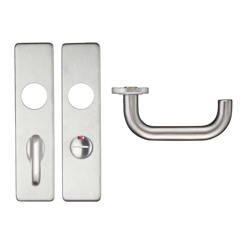Bathroom Lever Furniture with Emergency External Release – Antimicrobial Satin Stainless Steel