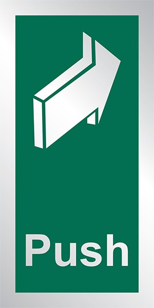 Prestige Range – Arrow sign with Push – Silver (75 x 150mm)