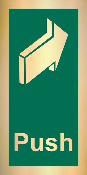 Prestige Range – Arrow sign with Push – Gold (75 x 150mm)