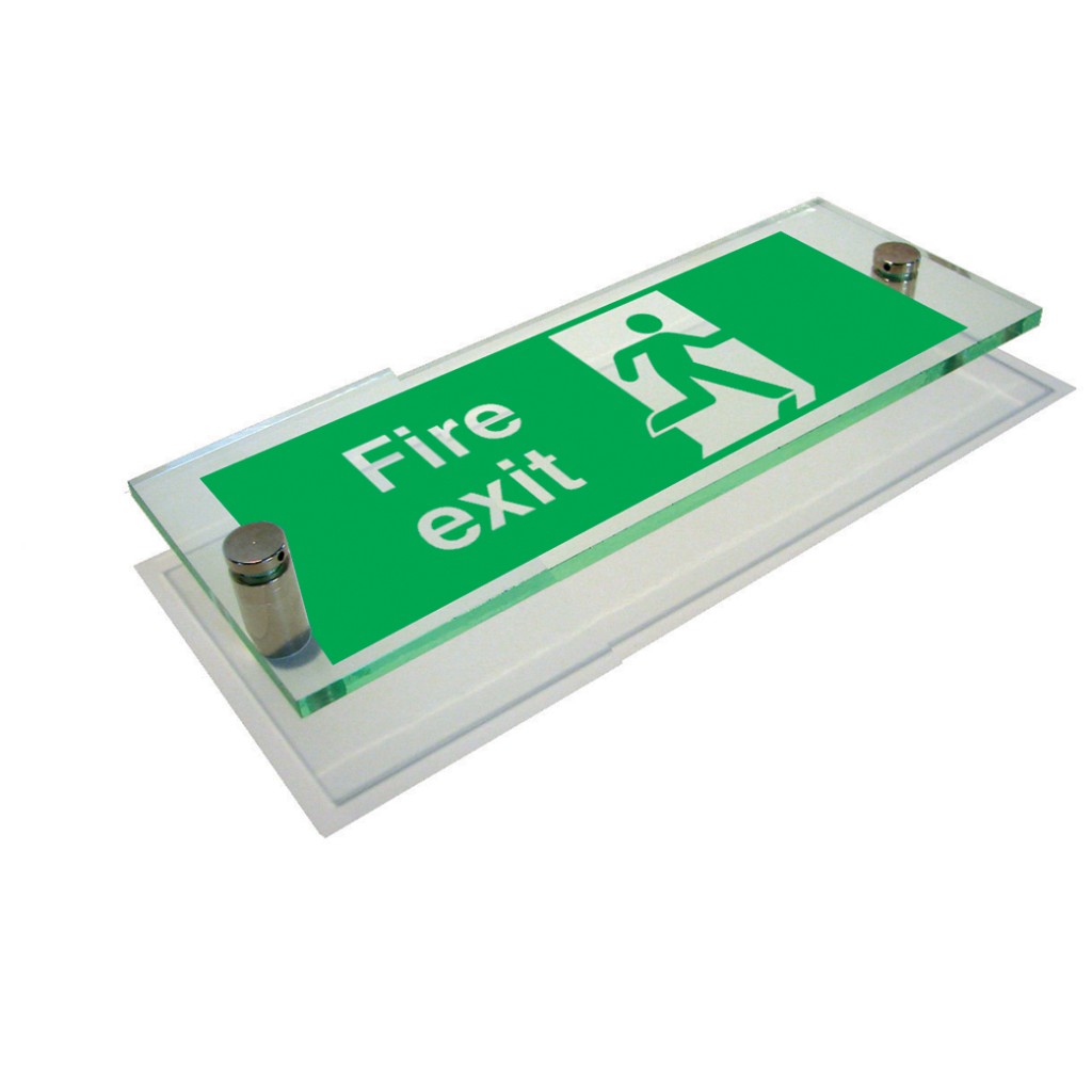 Fire Exit sign with Running Man Right only – Clear View Acrylic – 400 x 150mm
