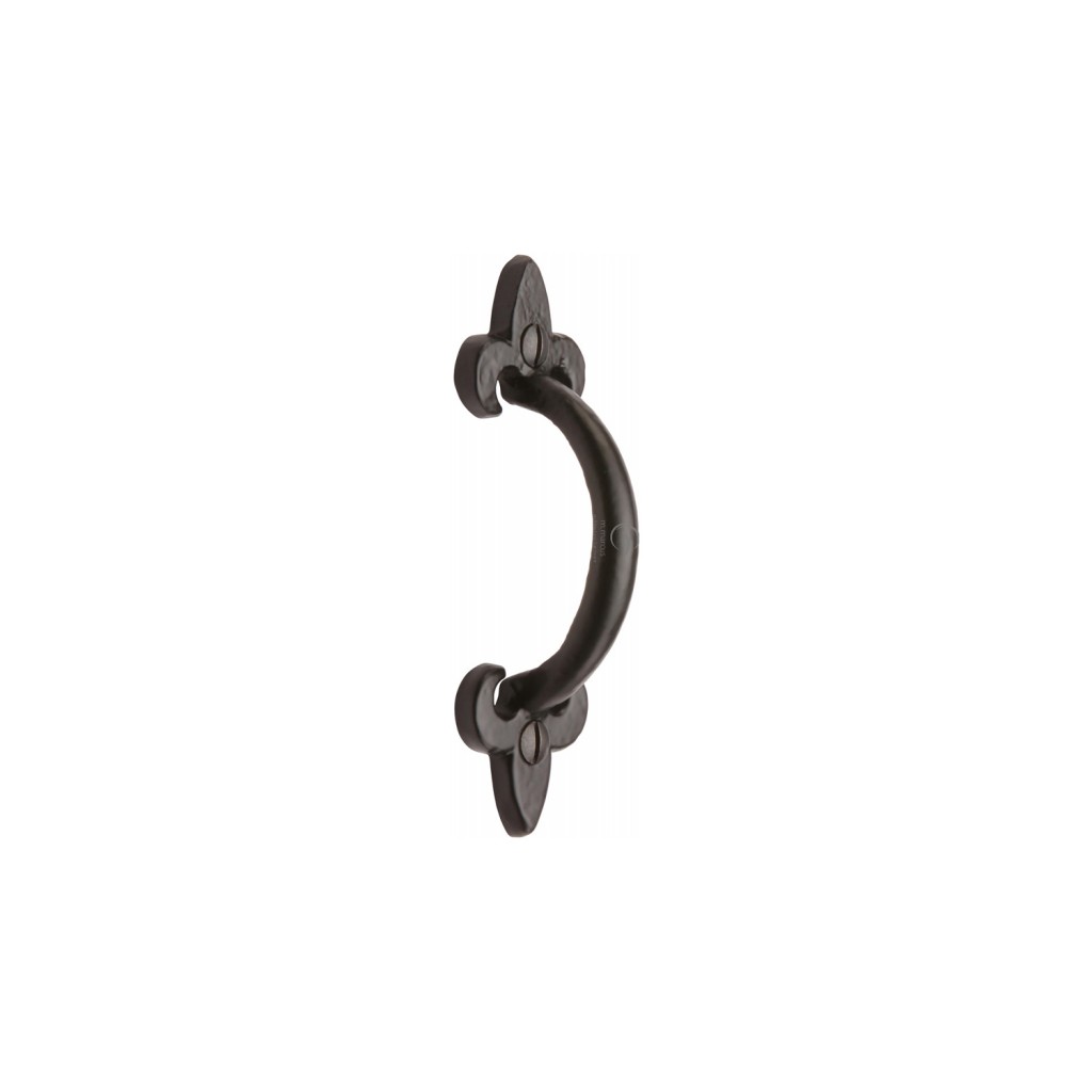 M Marcus Tudor Rustic Black Fleur-de-Lys Face Fixing Cabinet Pull Handle 102mm