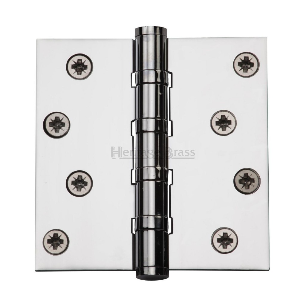 Heritage Brass Hinge with Ball Bearing, 102 x 102 x 3mm – Polished Chrome Plate