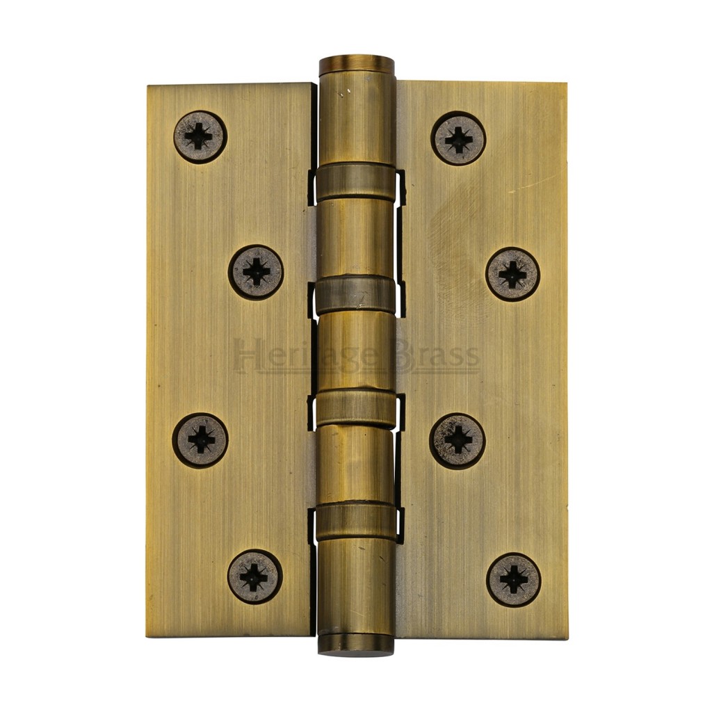 Heritage Brass Ball Bearing Hinges – 102 x 76 x 3mm, Antique Brass