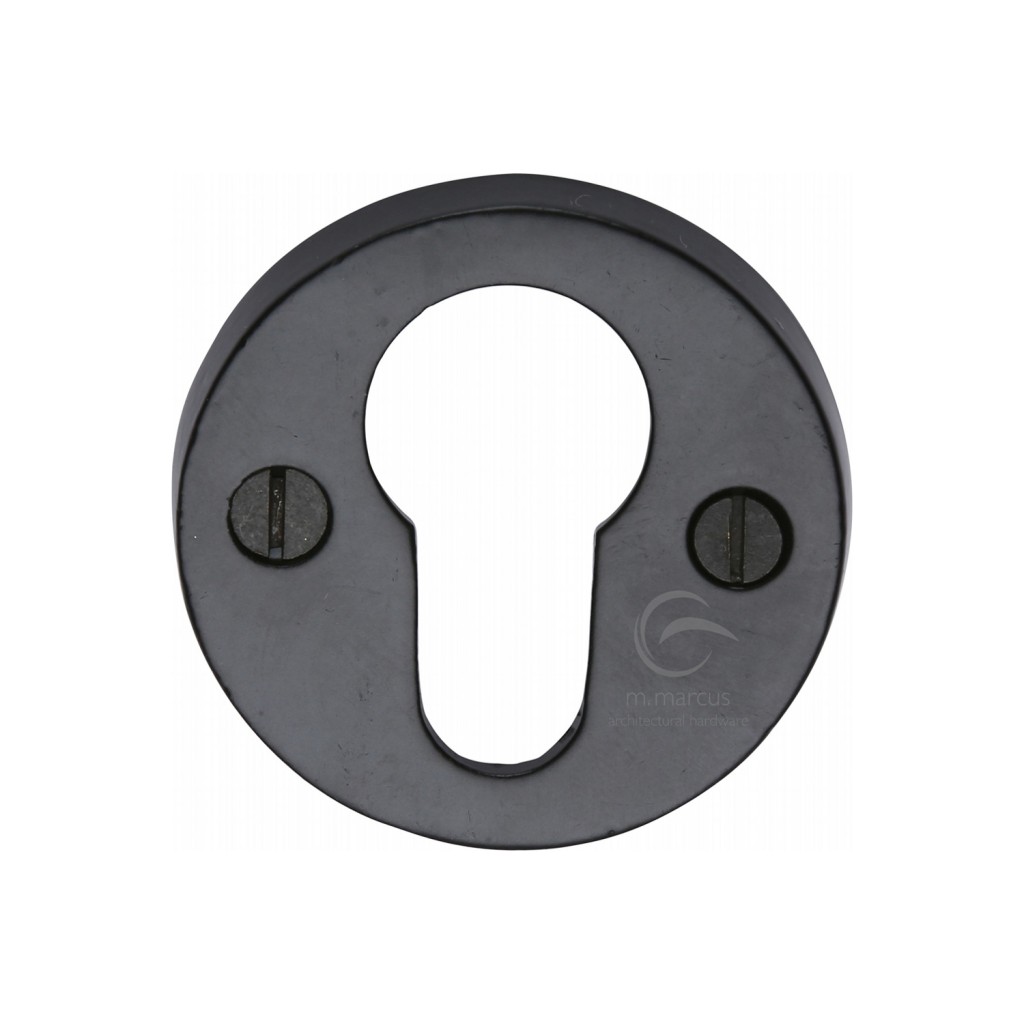 M Marcus Tudor Rustic Black Round Euro Profile Cylinder Escutcheon 45mm 