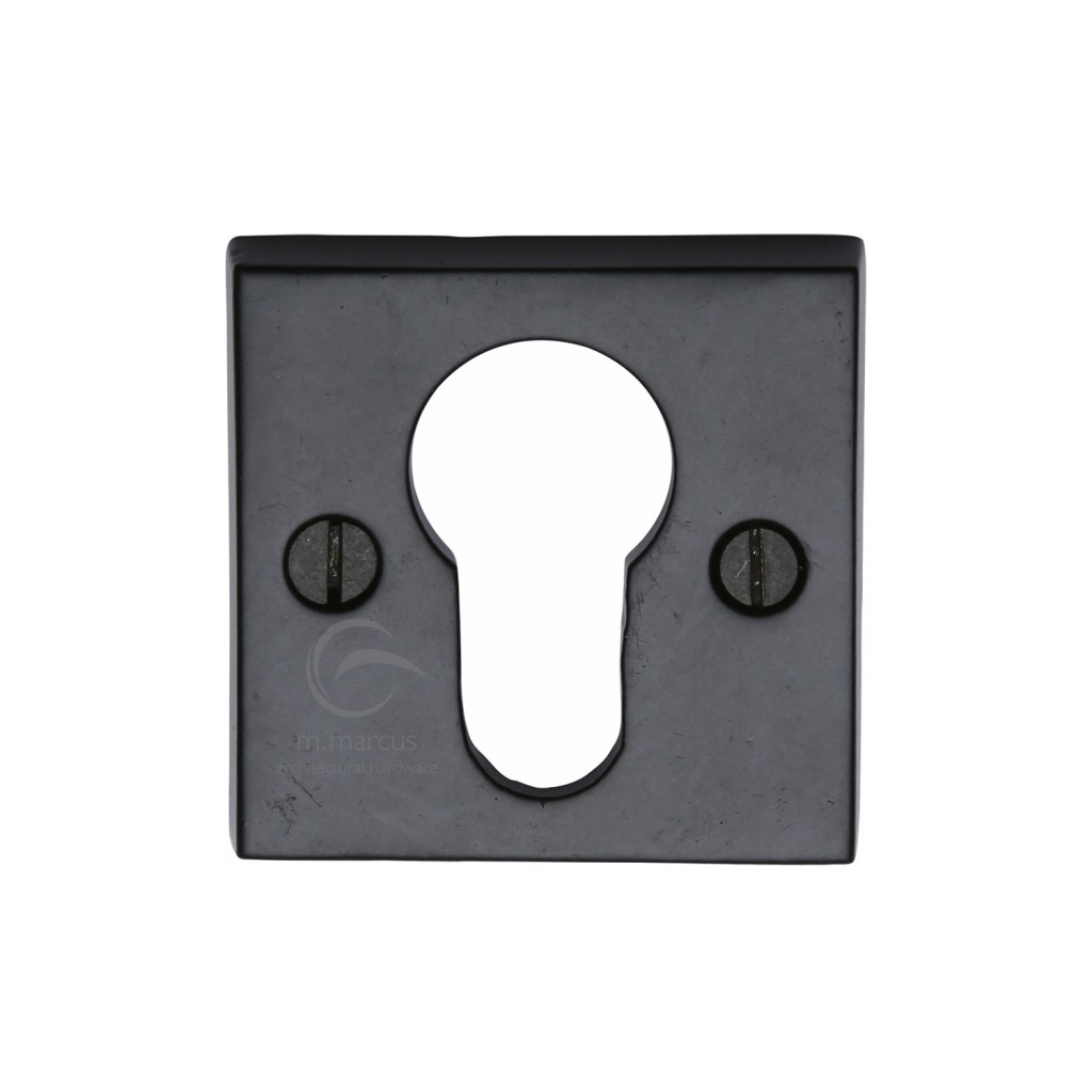 M Marcus Tudor Rustic Black Square Euro Profile Cylinder Escutcheon 45 x 45mm