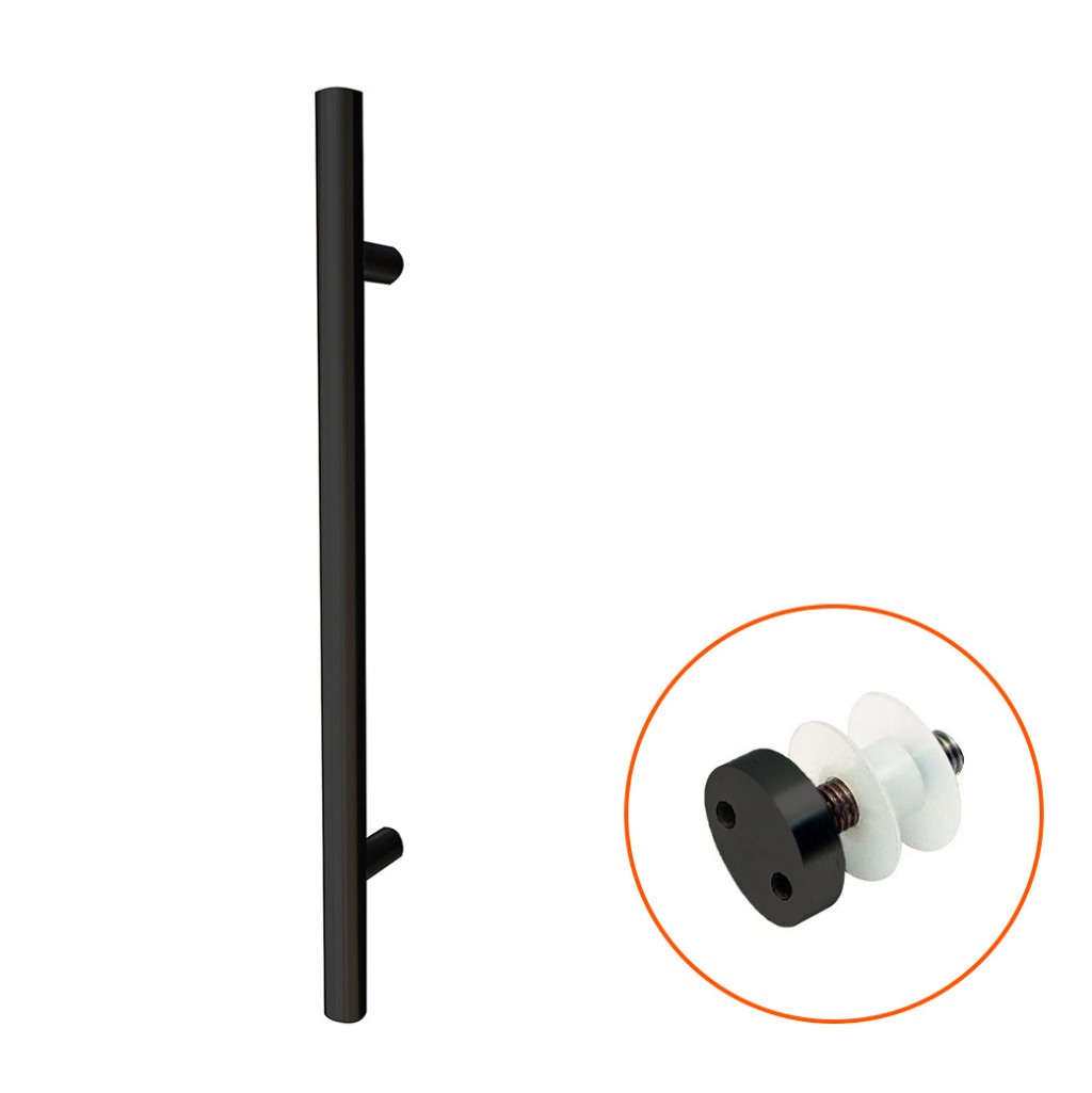Guardsman Bolt Through Fixing Pull Handles for Glass Doors – Antimicrobial Eco-Friendly Matt Black