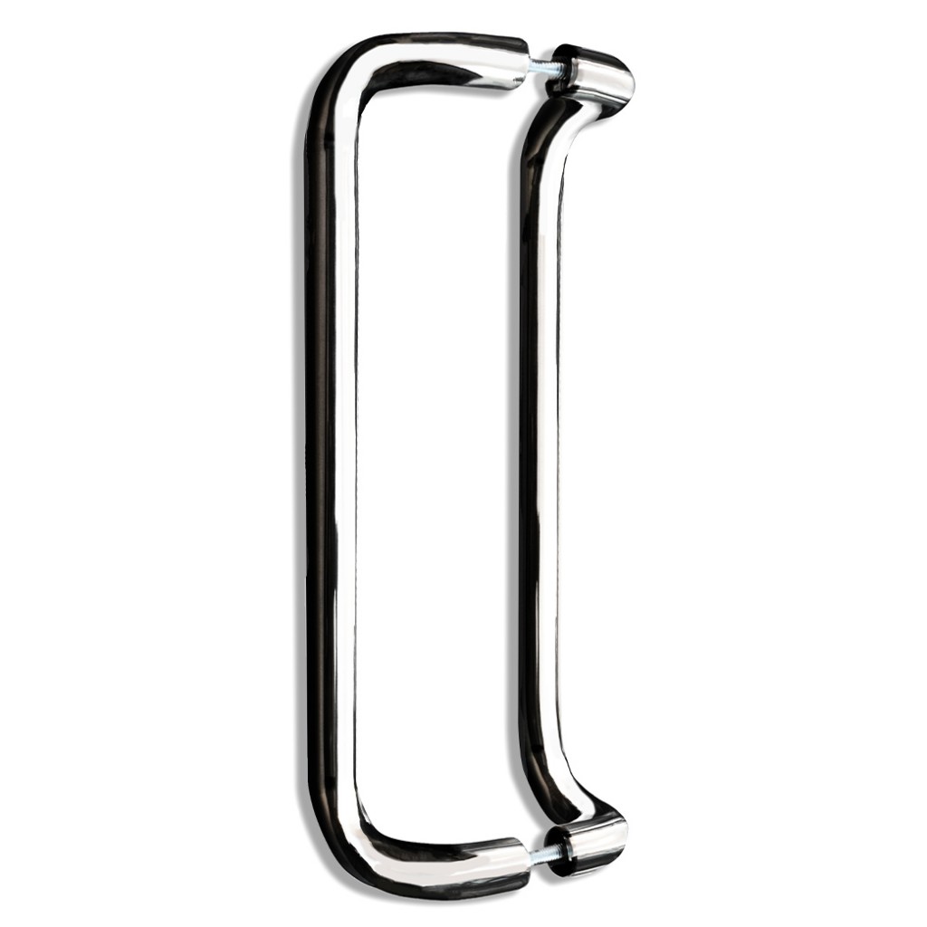 Cranked Entrance Pull Handles for Glass Doors 450mm c/c & 600mm c/c sizes available – Polished Stainless Steel