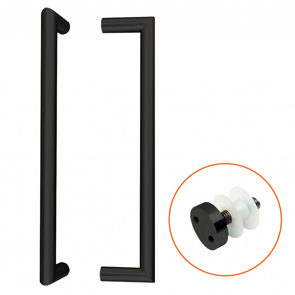 Mitred Bolt Through Fixing Pull Handles for Glass Doors complete with Pignose Bolts – Matt Black