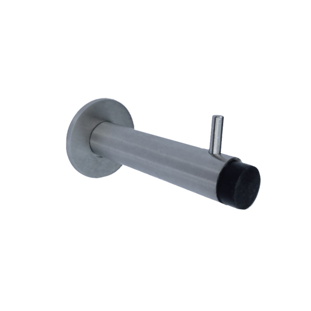 Rubber Buffered Cubicle Door Coat Hook on Circular Backplate – Satin Stainless Steel