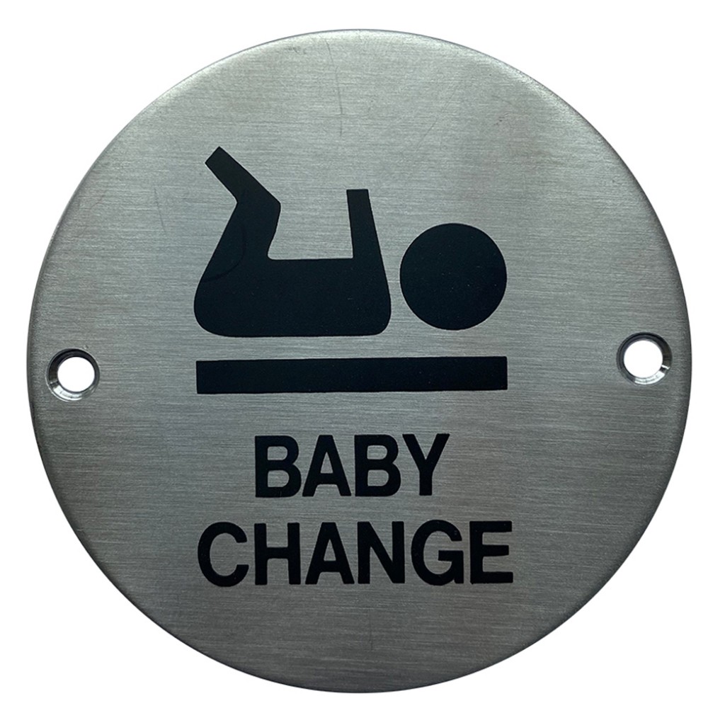 Heavy Duty Scratch & Cleaning Fluid Resistant Commercial Grade Baby Change symbol sign – Stainless Steel
