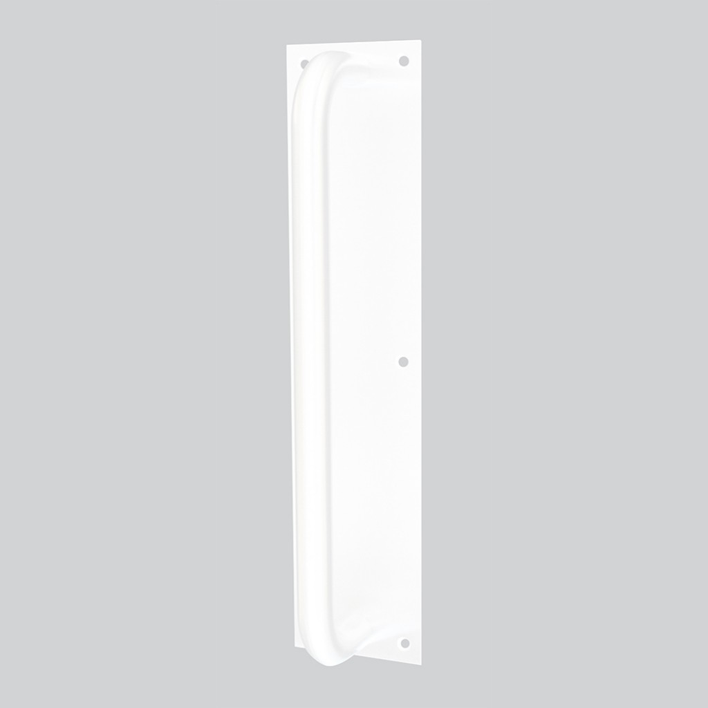 Tubular Pull Handle Mounted on Back Plate – Face Fixing – Self-Sanitising Antimicrobial Matt White