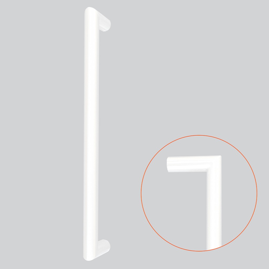 Mitred Pull Handle – Bolt Fixing – Antimicrobial Eco-Friendly Matt White