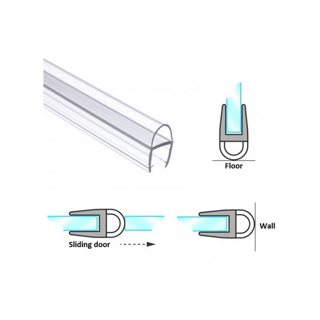 Glass to Wall, Floor & Glass Universal PVC Bubble Shower Seal – Supplied 2500mm lengths