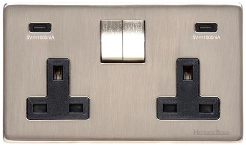 M Marcus Heritage Brass Studio Range Double USB-C Socket