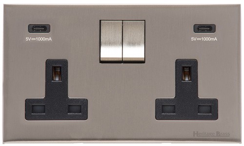 M Marcus Heritage Brass Winchester Range Double USB-C Socket