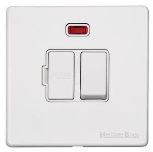 M Marcus Heritage Brass Vintage Gloss White Range Switched Fused Spur Unit with Neon Indicator