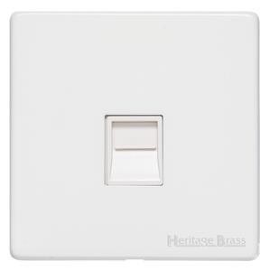 M Marcus Heritage Brass Vintage Gloss White Range 1 Gang Master Line Socket